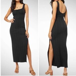 L*Space Celine Black Ribbed Midi Dress Size S